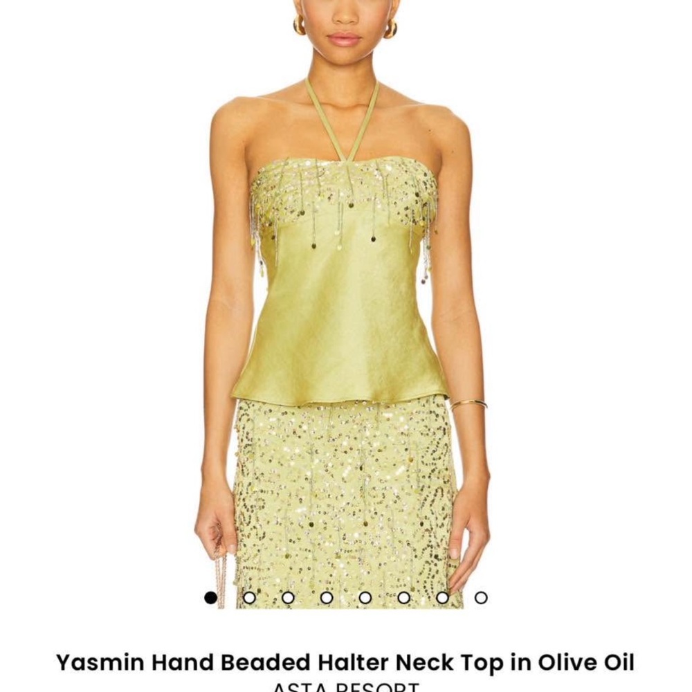 NWT Asta Resort Yasmin Olive Beaded Halter Top